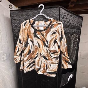 Alfred Dunner Brown and Cream Swirl Blouse